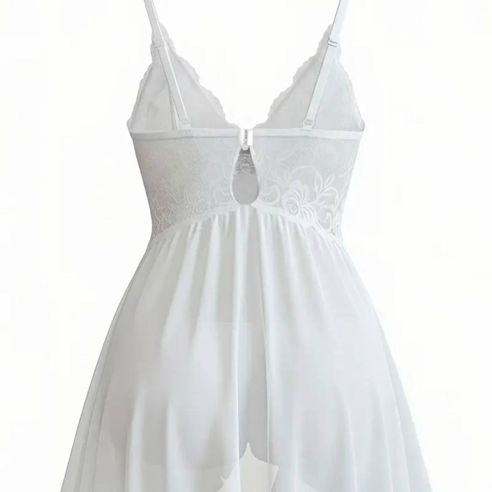 NWT White Lace Babydoll Lingerie Set Ruffle Hem & Matching Panty Size XL - Picture 8 of 11
